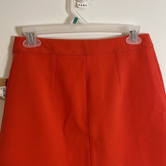 NEW Rachel Mini Skirt 0 Apron Pockets Coral Orange Red Retro Mod Zip Front - Picture 8 of 13